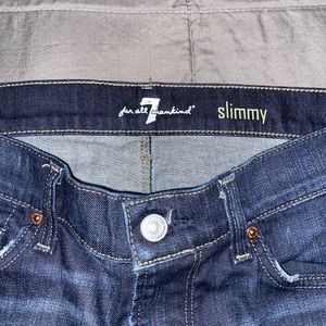 7 FOR ALL MANKIND SLIMMY STRAIGHT IN NAVY JEANS